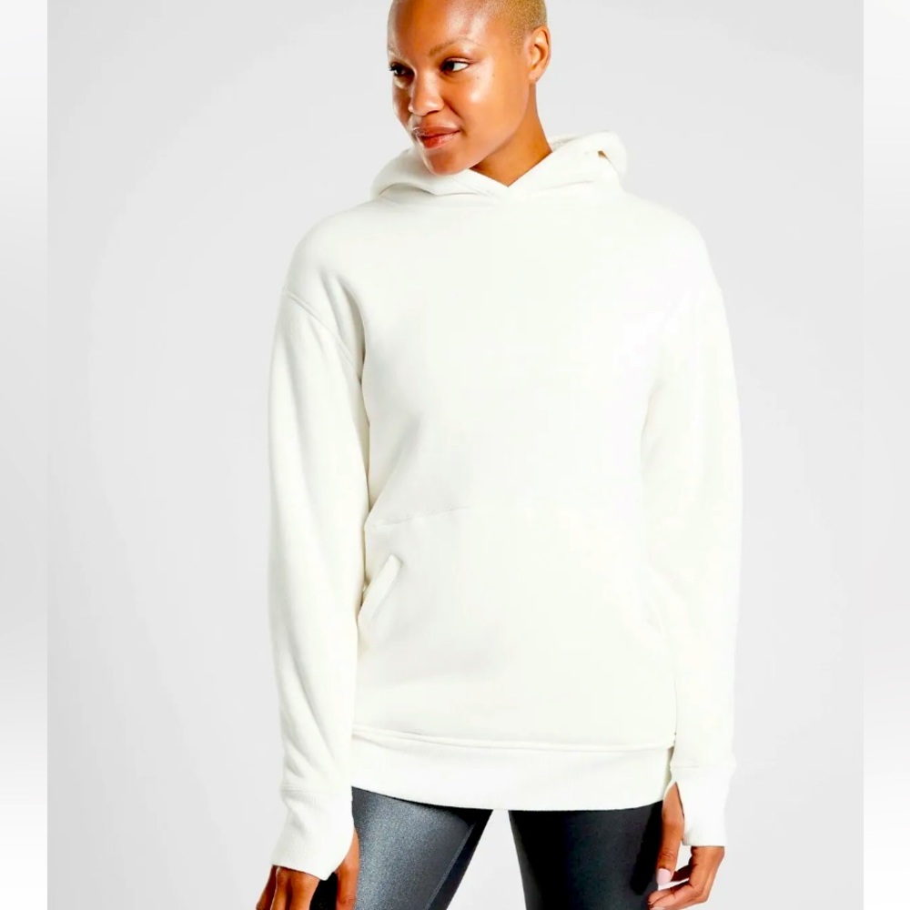 ATHLETA Reversible sherpa white ivory hoodie sweatshirt